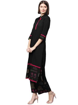 Black printed crepe kurta sets 2