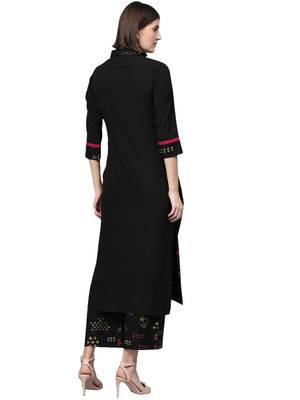 Black printed crepe kurta sets 3