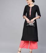 Black plain crepe kurtas-and-kurtis