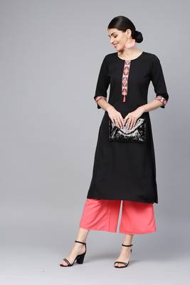 Black plain crepe kurta sets 1