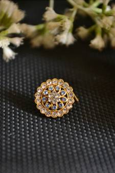 Designer Gold Plated Multi diamond nosering or nose pin