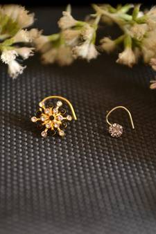 COMBO Dainty Shimmering nose stud or nosepin or nose ring with american diamond