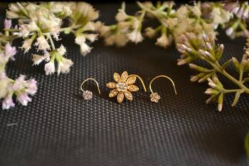 COMBO Dainty Shimmering nose stud or nosepin or nose ring with american diamond 3