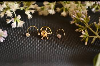 COMBO Dainty Shimmering nose stud or nosepin or nose ring with american diamond 1