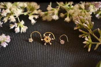 COMBO Dainty Shimmering nose stud or nosepin or nose ring with american diamond 3