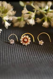 COMBO Dainty Shimmering nose stud or nosepin or nose ring with american diamond