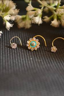 COMBO Dainty Shimmering nose stud or nosepin or nose ring with american diamond