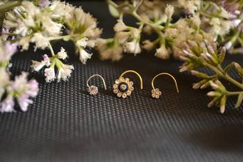 COMBO Dainty Shimmering nose stud or nosepin or nose ring with american diamond 1