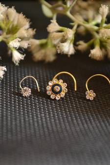 COMBO Dainty Shimmering nose stud or nosepin or nose ring with american diamond