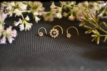 COMBO Dainty Shimmering nose stud or nosepin or nose ring with american diamond 3