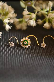 COMBO Dainty Shimmering nose stud or nosepin or nose ring with american diamond