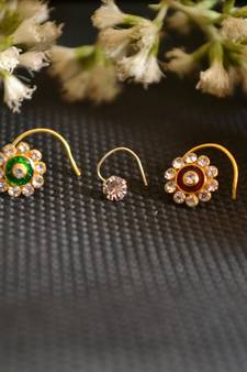 COMBO Dainty Shimmering nose stud or nosepin or nose ring with american diamond