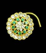 Designer Gold Plated Multi diamond nosering or nose pin