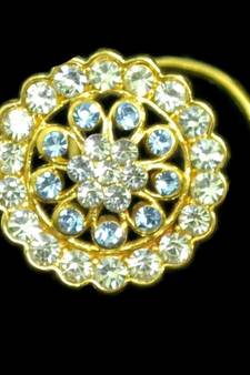 Designer Gold Plated Multi diamond nosering or nose pin