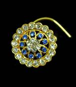 Designer Gold Plated Multi diamond nosering or nose pin