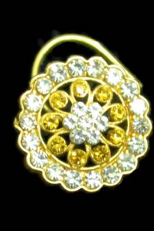 Designer Gold Plated Multi diamond nosering or nose pin
