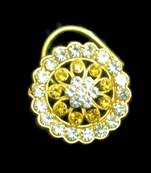 Designer Gold Plated Multi diamond nosering or nose pin