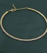 Gold diamond adjustable choker necklace