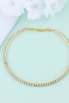 Gold diamond adjustable choker necklace