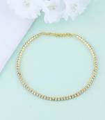 Gold diamond adjustable choker necklace