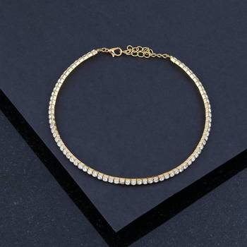 Gold diamond adjustable choker necklace 1