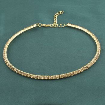 Gold diamond adjustable choker necklace 1