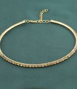 Gold diamond adjustable choker necklace