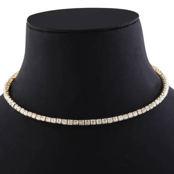 Gold diamond adjustable choker necklace 2