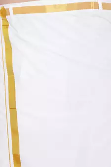 Yellow plain silk  shirt & mundu