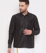 Black Plain Silk Men Shirt