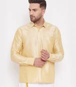 Gold Plain Silk Men Shirt