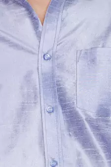 Blue Plain Silk Men Shirt