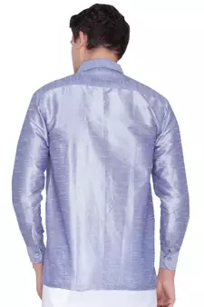 Blue Plain Silk Men Shirt