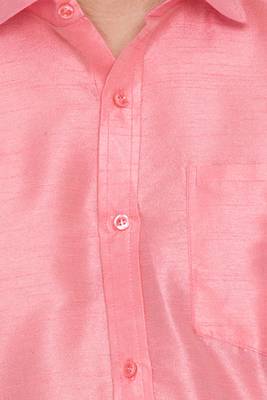 Pink Plain Silk Men Shirt 3