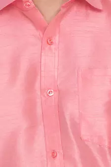 Pink Plain Silk Men Shirt