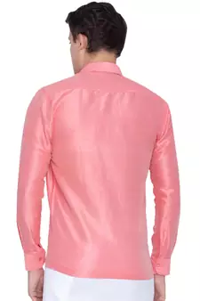 Pink Plain Silk Men Shirt