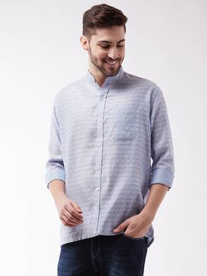 Lavender Blue Silk Blend Ethnic Shirt Only 1