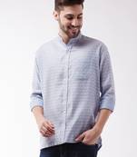 Lavender Blue Silk Blend Ethnic Shirt Only