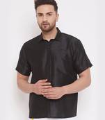 Black Plain Silk Men Shirt