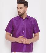 Purple Plain Silk Men Shirt