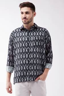 Black plain cotton men shirt & mundu
