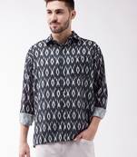 Men'S Black Cotton Blend Ethnic Shirt