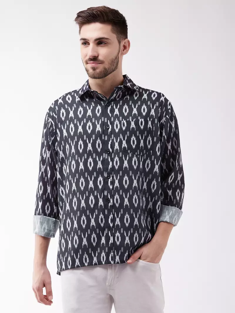 Black plain cotton men shirt & mundu