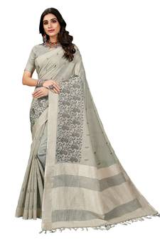 DESIGNER SOFT LINEN RESHAM EMROIDERY SAREE