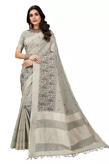 DESIGNER SOFT LINEN RESHAM EMROIDERY SAREE