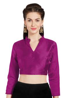 Pink Solid Pattern Art Silk Readymade Blouse