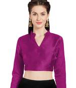 Pink Solid Pattern Art Silk Readymade Blouse