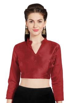 Maroon Solid Pattern Art Silk Readymade Blouse