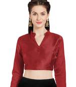 Maroon Solid Pattern Art Silk Readymade Blouse
