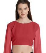 Red Solid Pattern Georgette Readymade Blouse